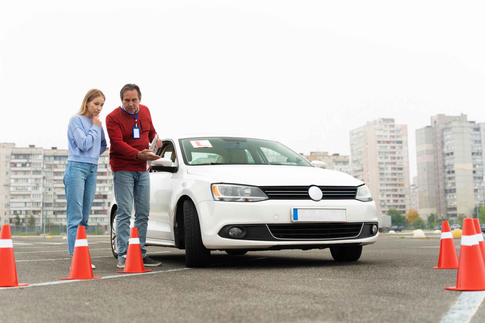 Learner driver's hands on the steering wheel